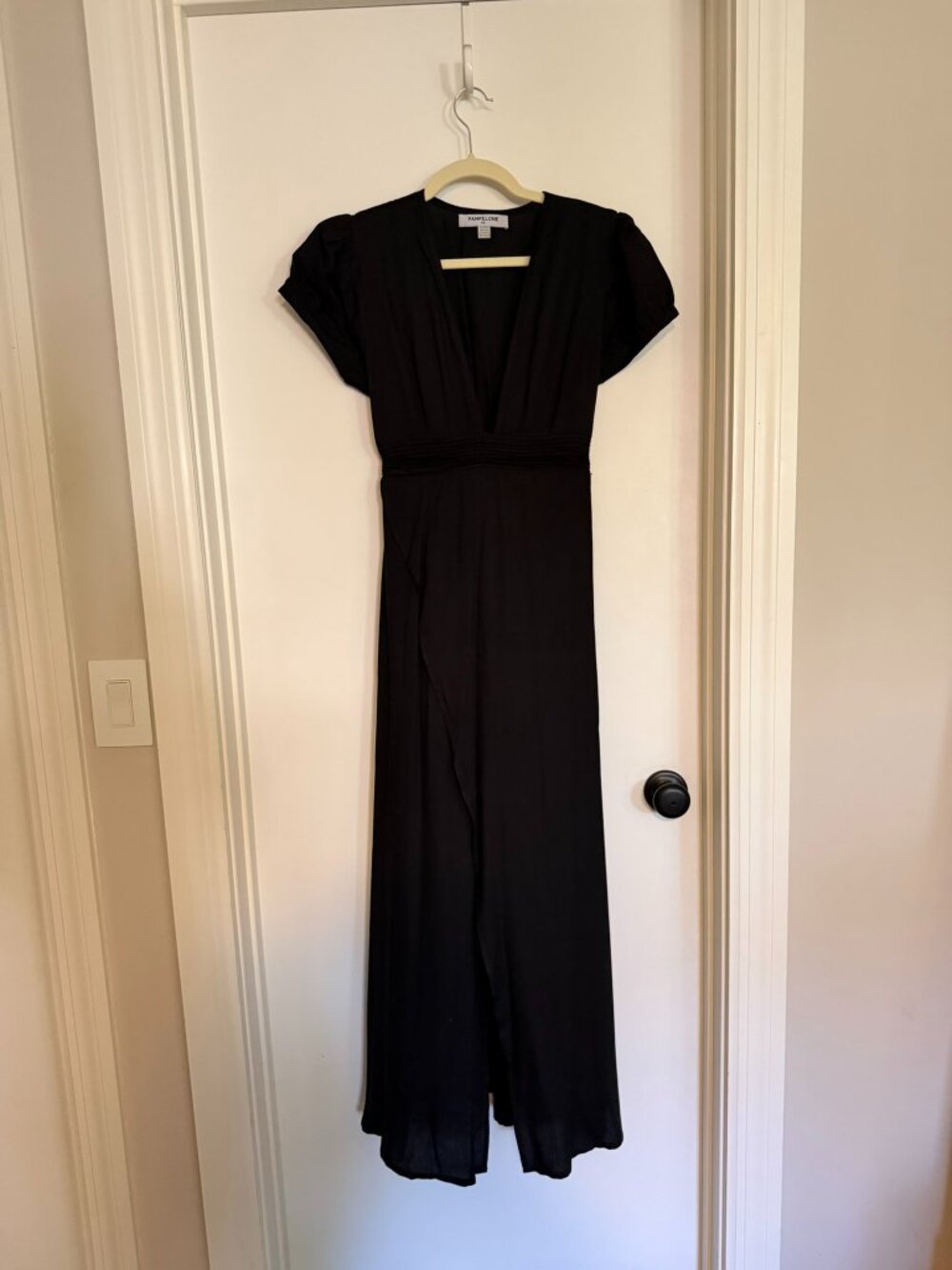 ORIG $160 - Pampelone Black Deep V-Neck Manon Maxi Dress - Sz XS
